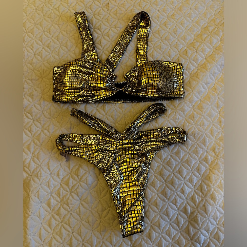 Two piece swim suit/ bikini shiny snake skin